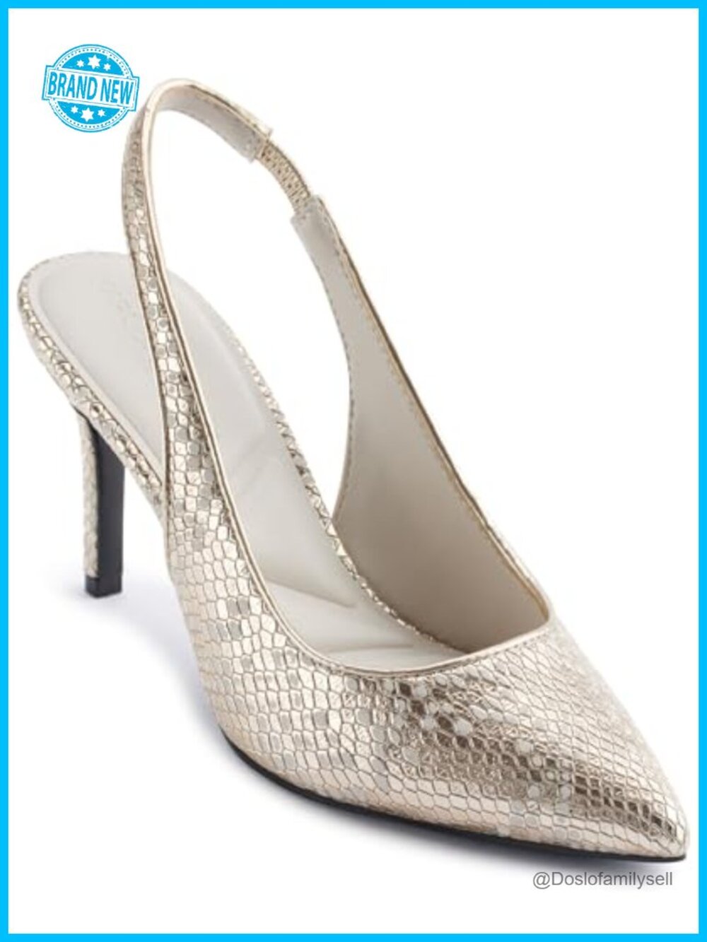 Pointed Toe Slingback Pump Leather Cushioned Insole Semi Formal